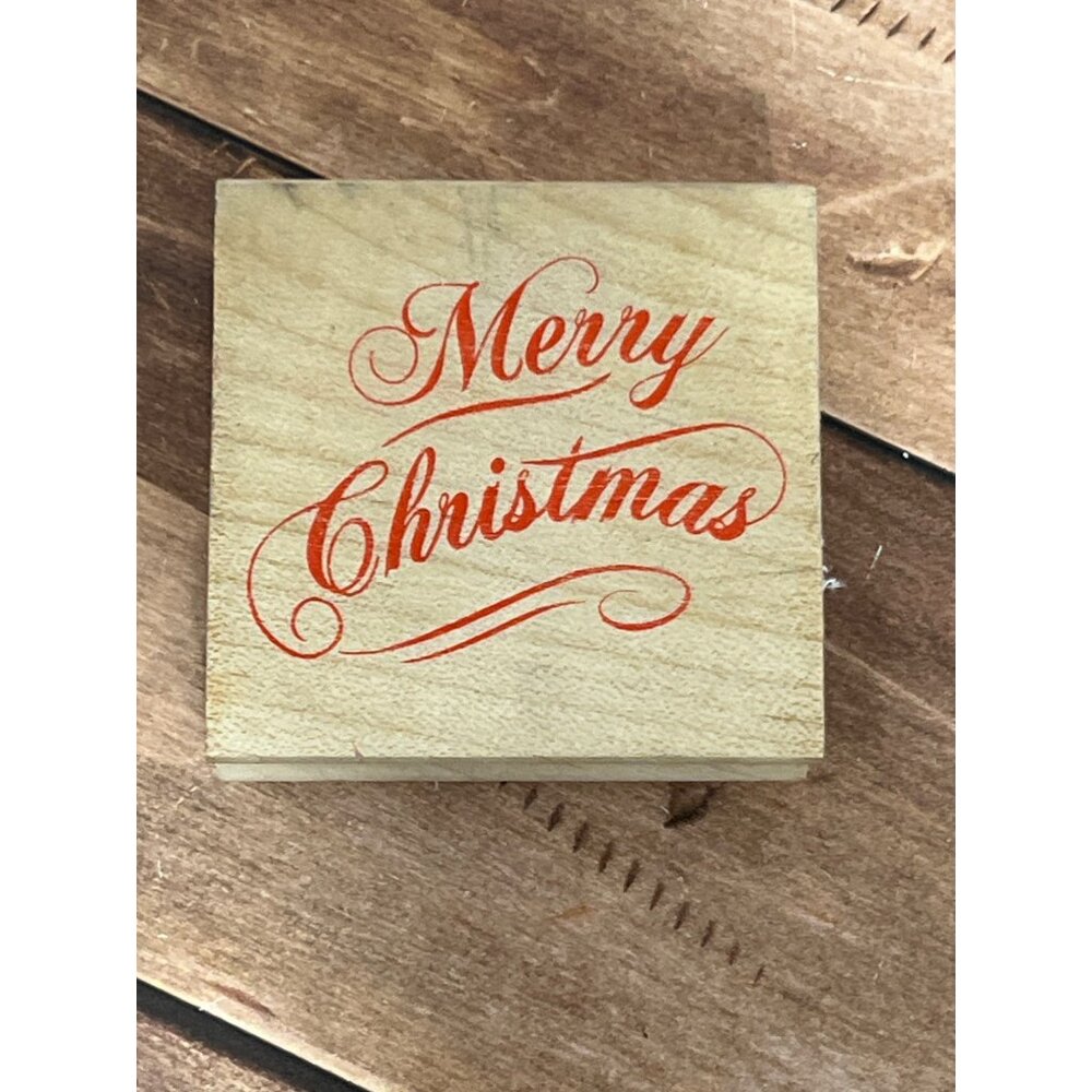 2016 HAMPTON ART PS1041 WOOD MOUNTED RUBBER STAMP MERRY LITTLE CHRISTMAS